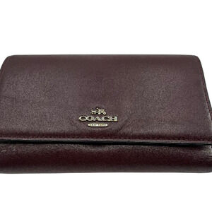 Coach Convertible Wallet Burgundy Pebbled Leather Wallet